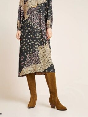 NWOT $398 FRYE Anthropologie Women's Olive Suede Mid-Calf Block Heel Boot